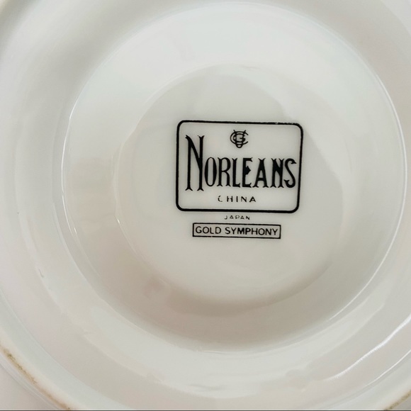 Norleans Gold Symphony 3 Saucers Gold Trim Black Gray Dots On White China - Picture 5 of 7